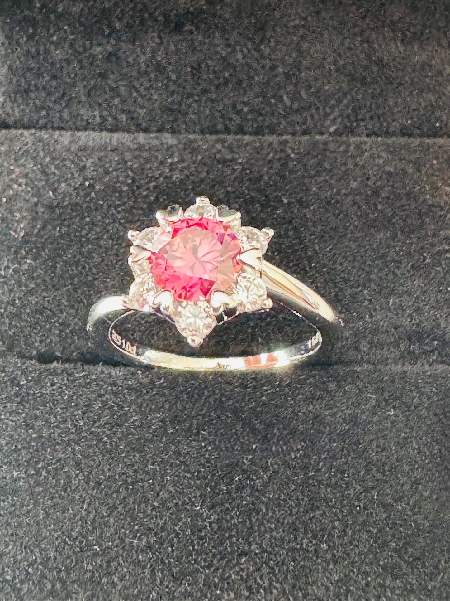 #903 Bague en argent 925 avec pierre en moissanite blanc et rose 1 carat