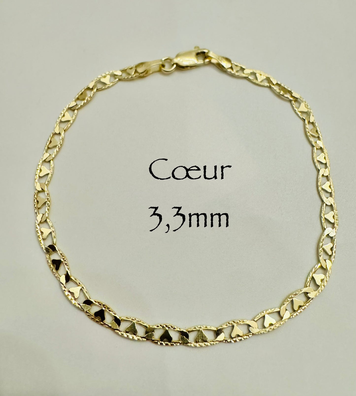 #110 Pulsera corazón de 3,3 mm en oro de 10k
