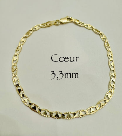 #110 Pulsera corazón de 3,3 mm en oro de 10k