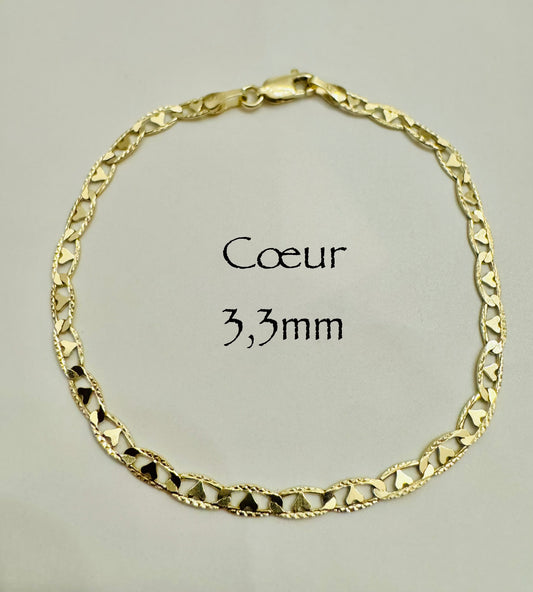 #110 Bracelet cœur 3,3mm en or 10k