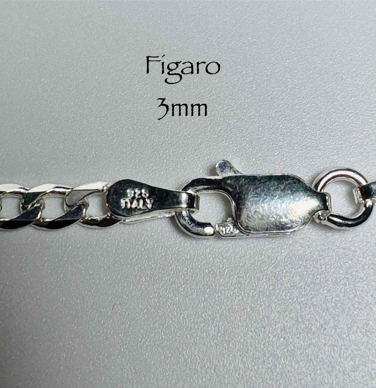 Chaîne Figaro 3mm en argent sterling italien 925