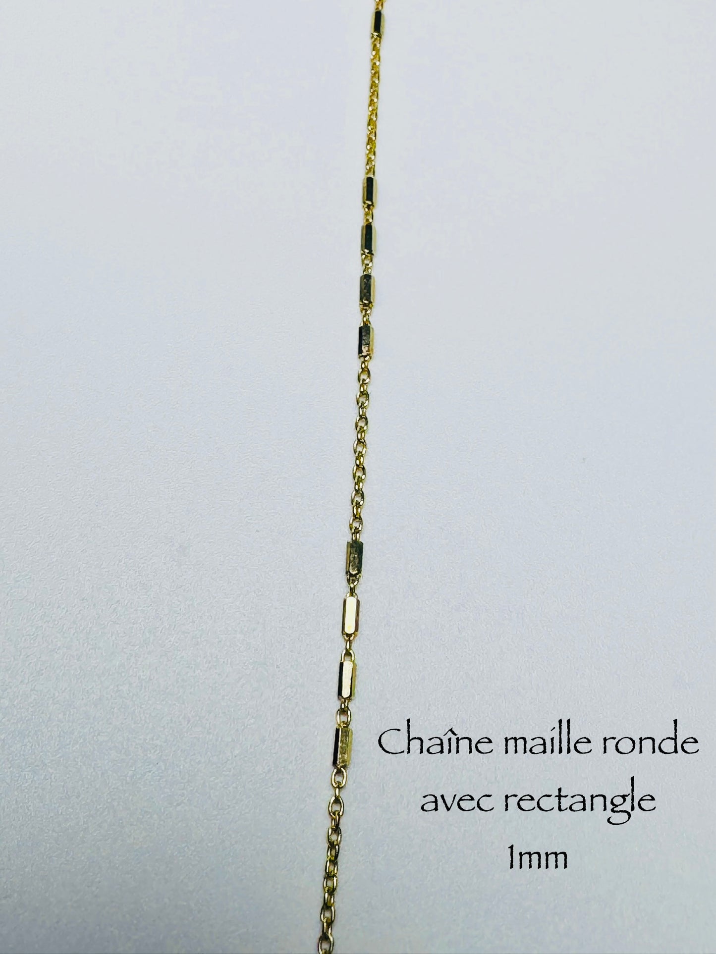 Chaîne maille ronde avec rectangle 1 mm en or 10 carats