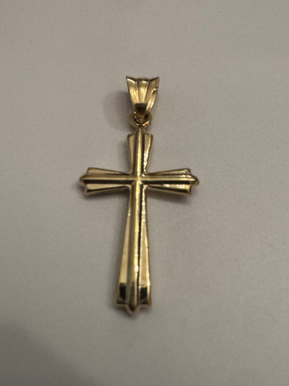 ￼#418 pendentif croix lignée en or 10k