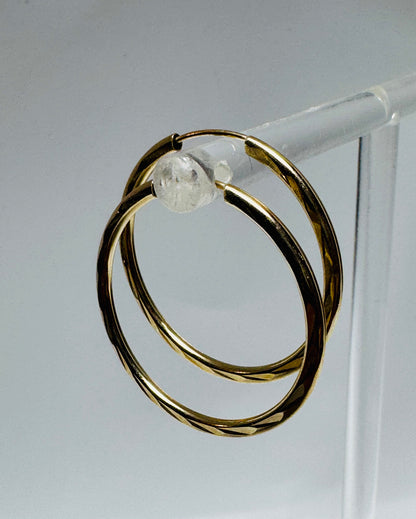 #306 boucles d’oreilles anneaux avec gravure fermoir intégré en or 10k