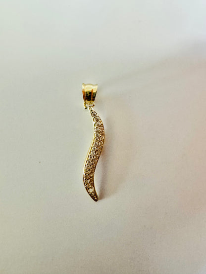 #442 pendentif ondulé avec zircon en or 10k