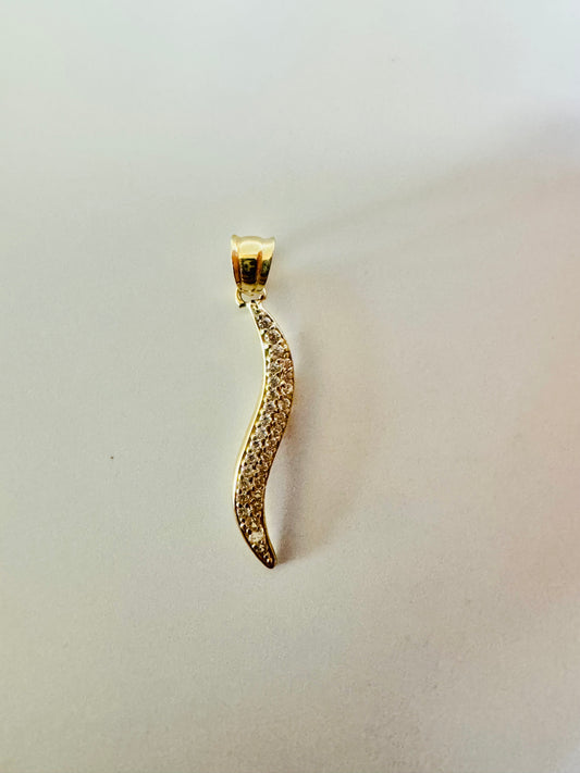 #442 pendentif ondulé avec zircon en or 10k
