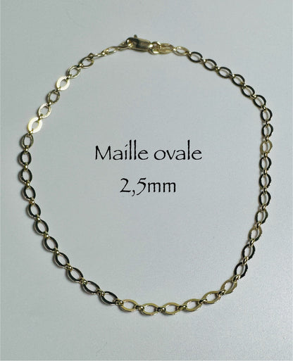 #124 bracelet maille ovale 2,5mm en or 10k