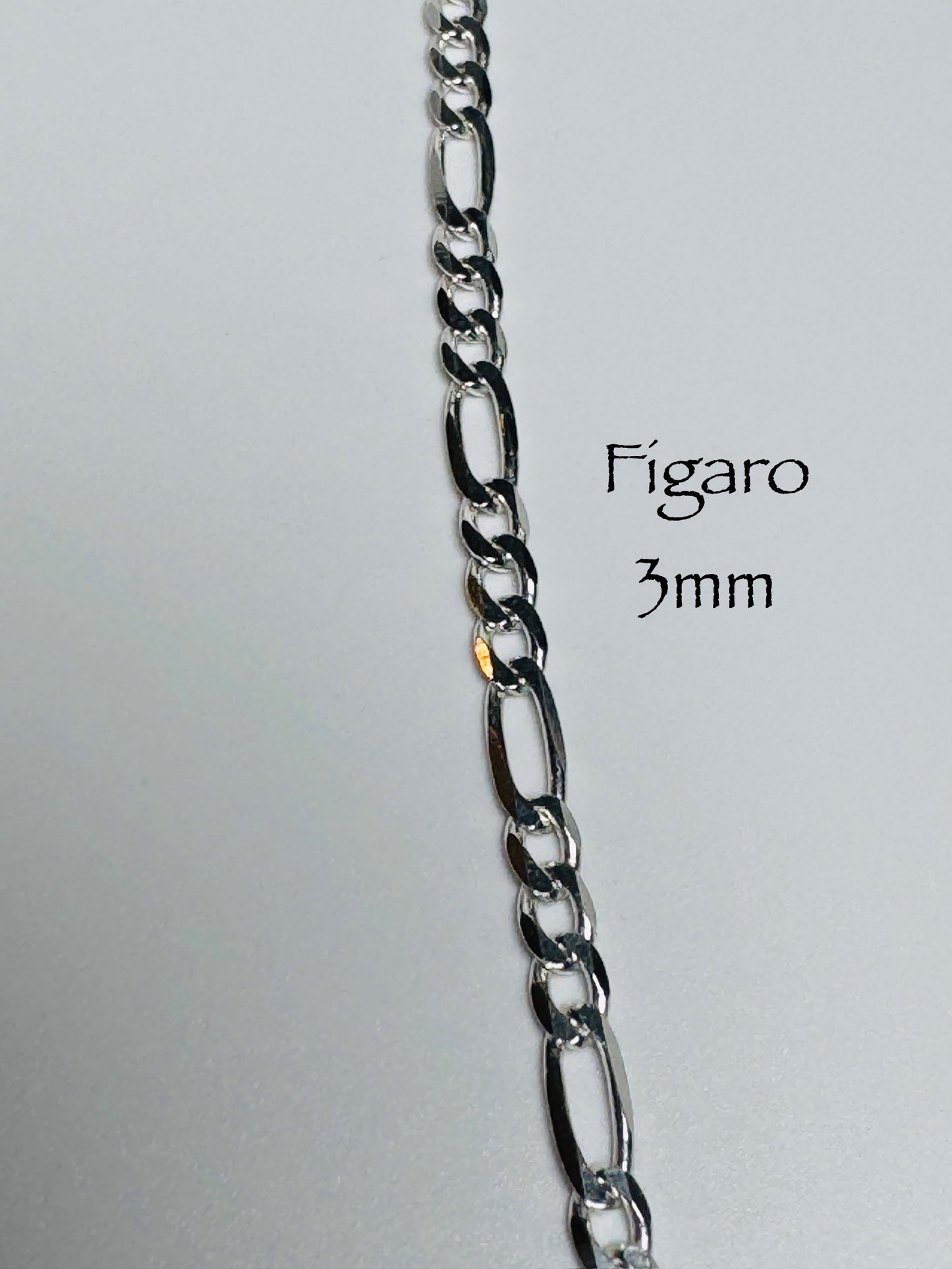 Chaîne Figaro 3mm en argent sterling italien 925