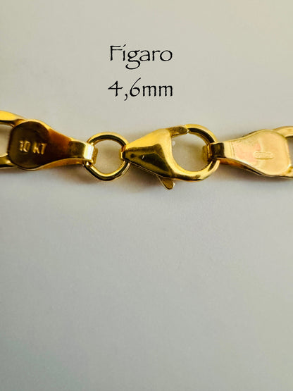 #100 bracelet Figaro 4,6 mm en or 10k ￼