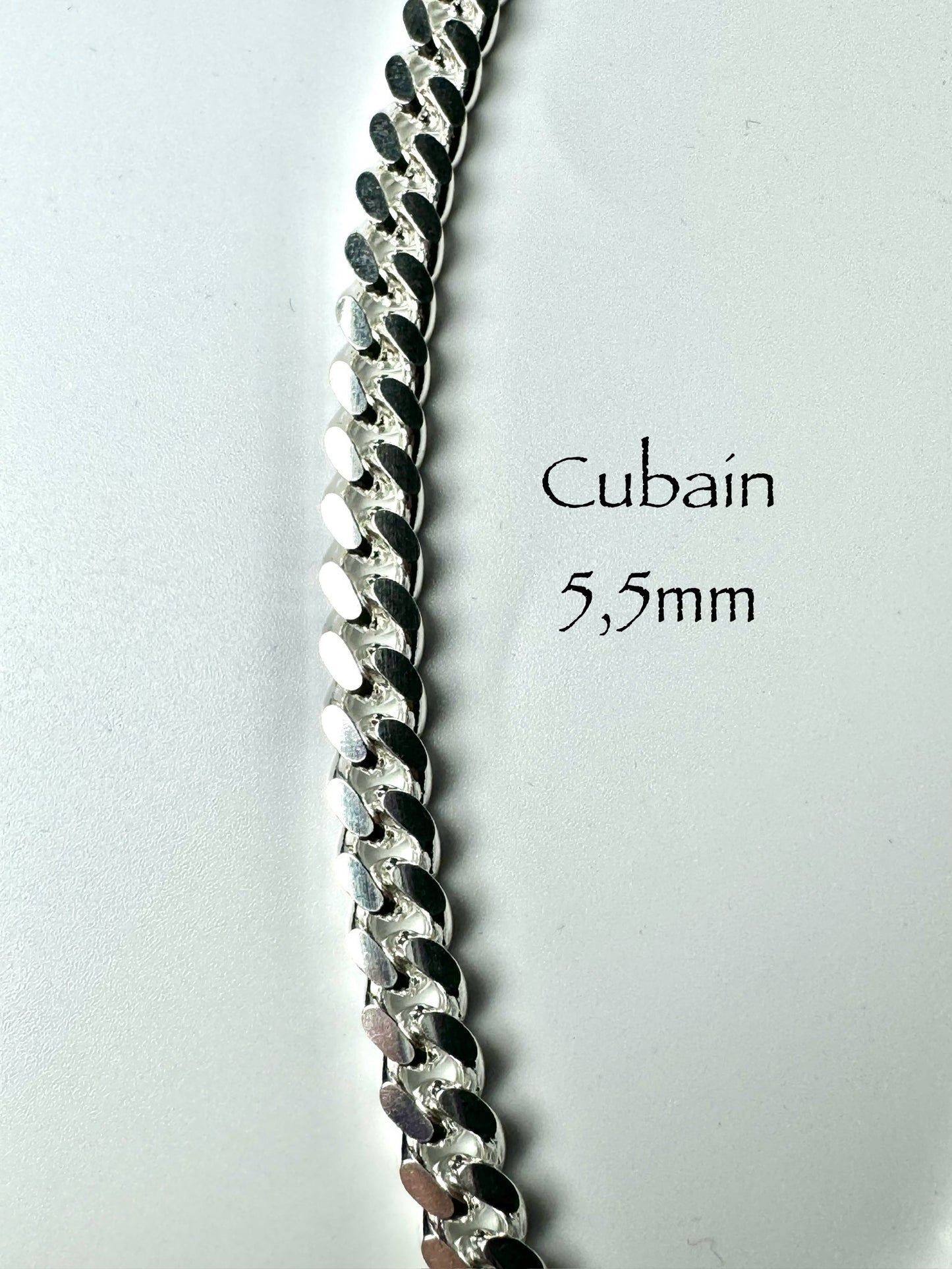 5.5mm Cuban Chain in 925 Italian Silver/Sterling