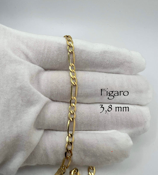 Chaîne figaro 3,8mm en vrai or 10k