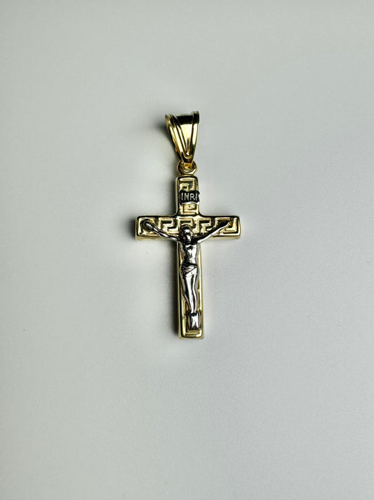 Pendentif croix en or Médusa avec Jésus 2 couleurs