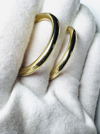 #312 Pendientes de aro lisos extra grandes de 4 mm en oro de 10k