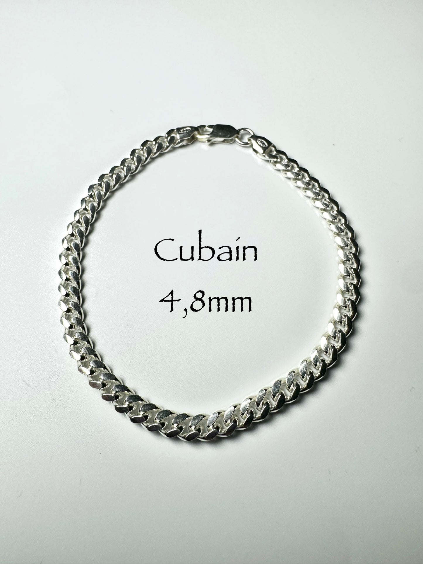 4.8mm Cuban Bracelet in 925 Silver/Sterling Silver