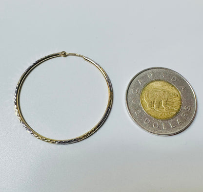 #322 boucles d’oreilles anneaux coupe diamantée 3,5cm en or 10k