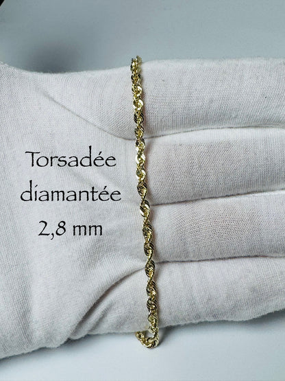 2.8mm diamond-cut twisted chain in 10k gold