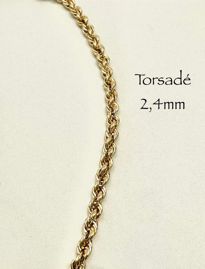 #101 bracelet torsadé 2,4mm en or 10k