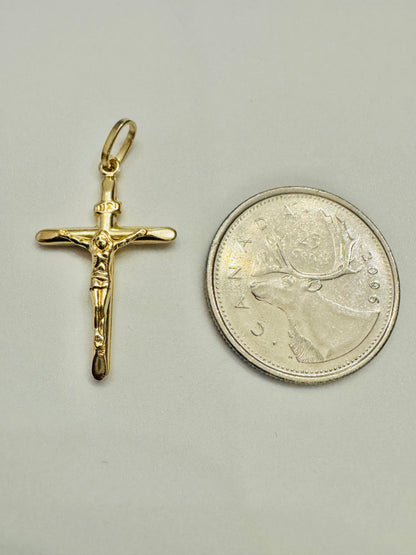 #432 pendentif croix crucifix NRI extrémité aplatie en vrai or 10K