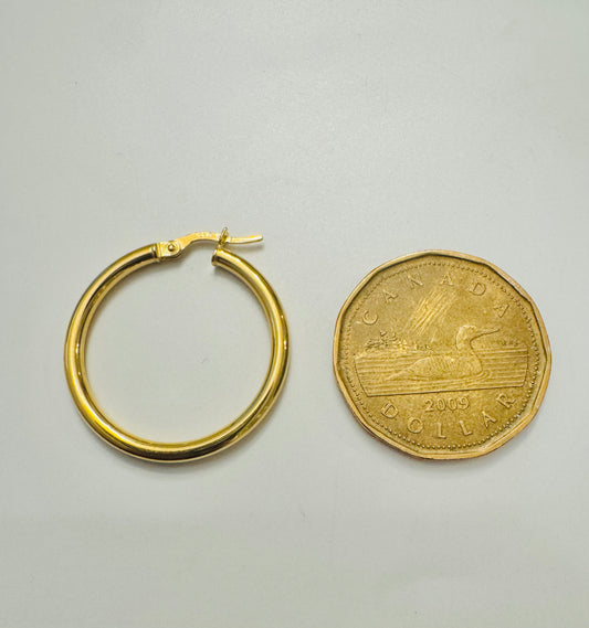 #324-326 boucles d’oreilles anneaux unies épaisseur 2,3mm en or 10k
