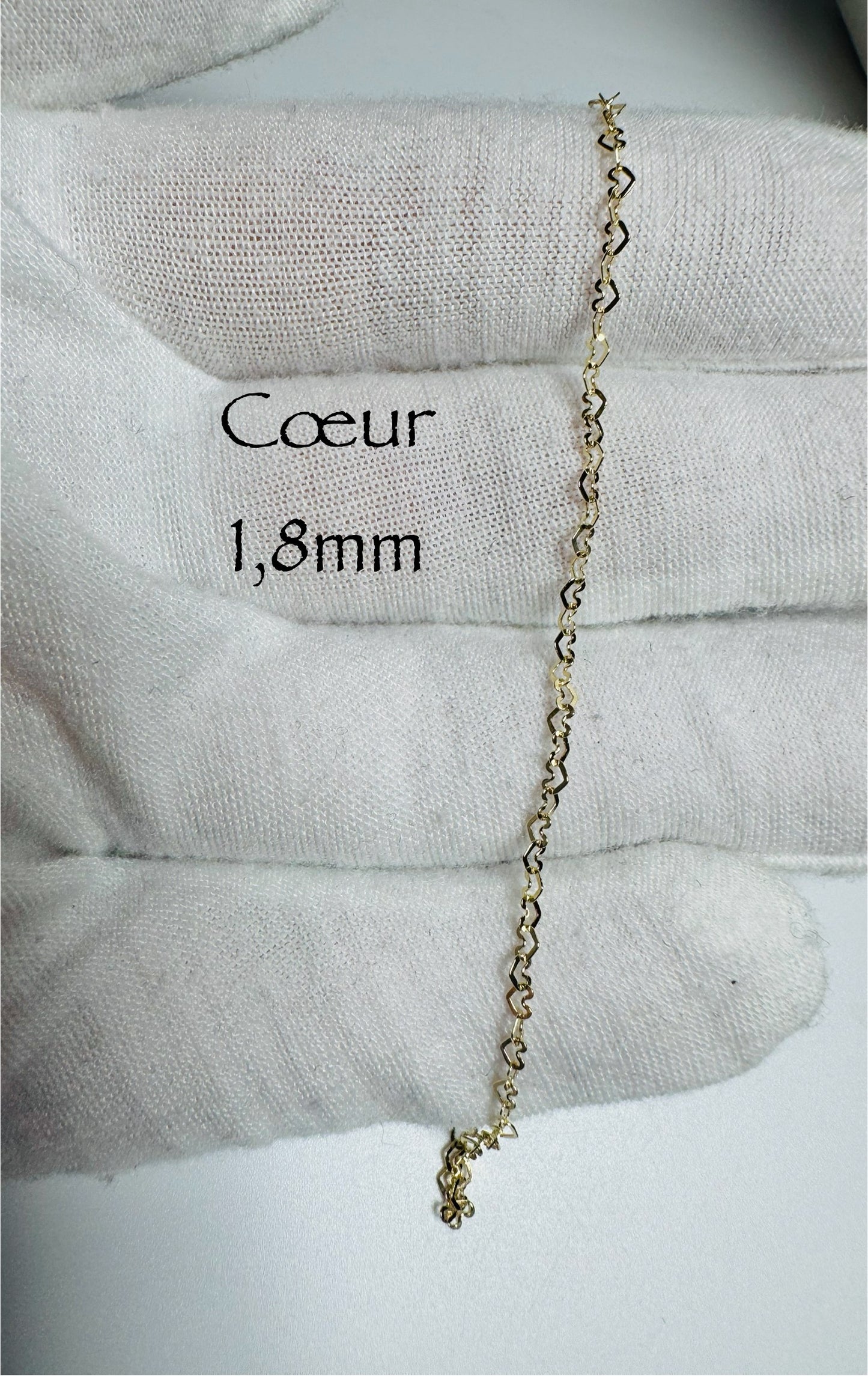 Chaîne en cœur 1,8 mm en or 10k