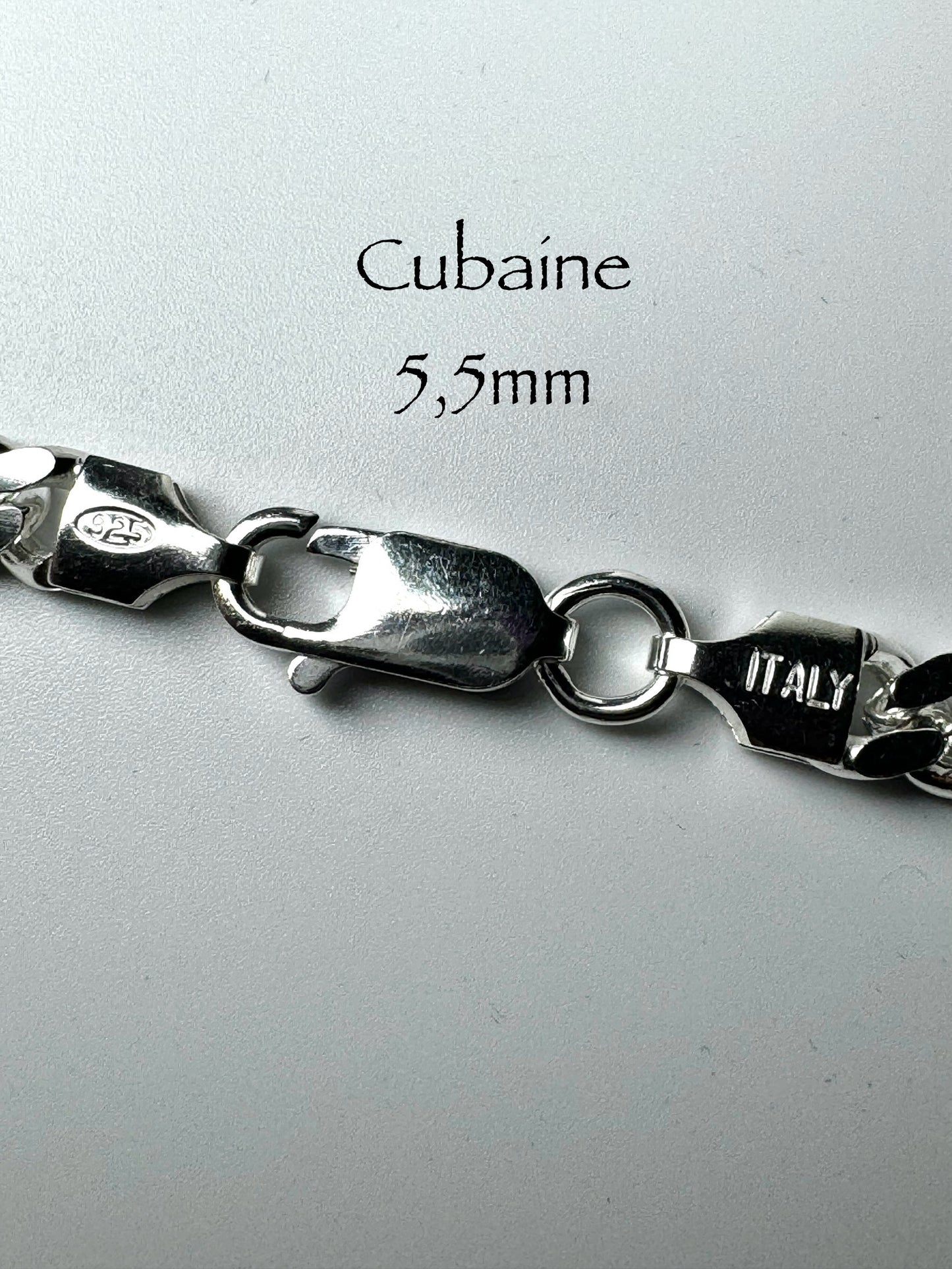 5.5mm Cuban Chain in 925 Italian Silver/Sterling