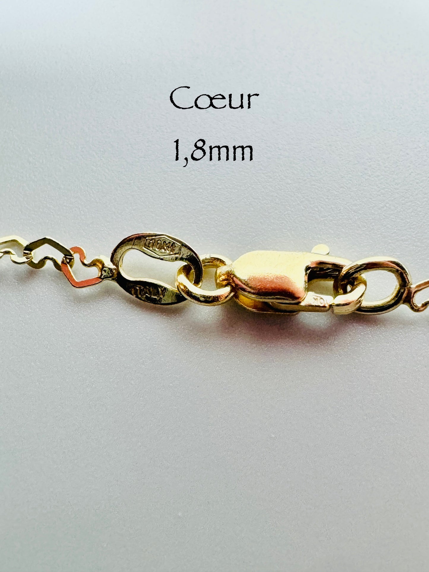 Chaîne en cœur 1,8 mm en or 10k