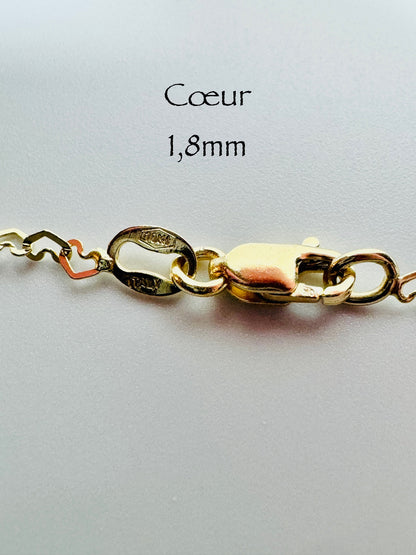Chaîne en cœur 1,8 mm en or 10k