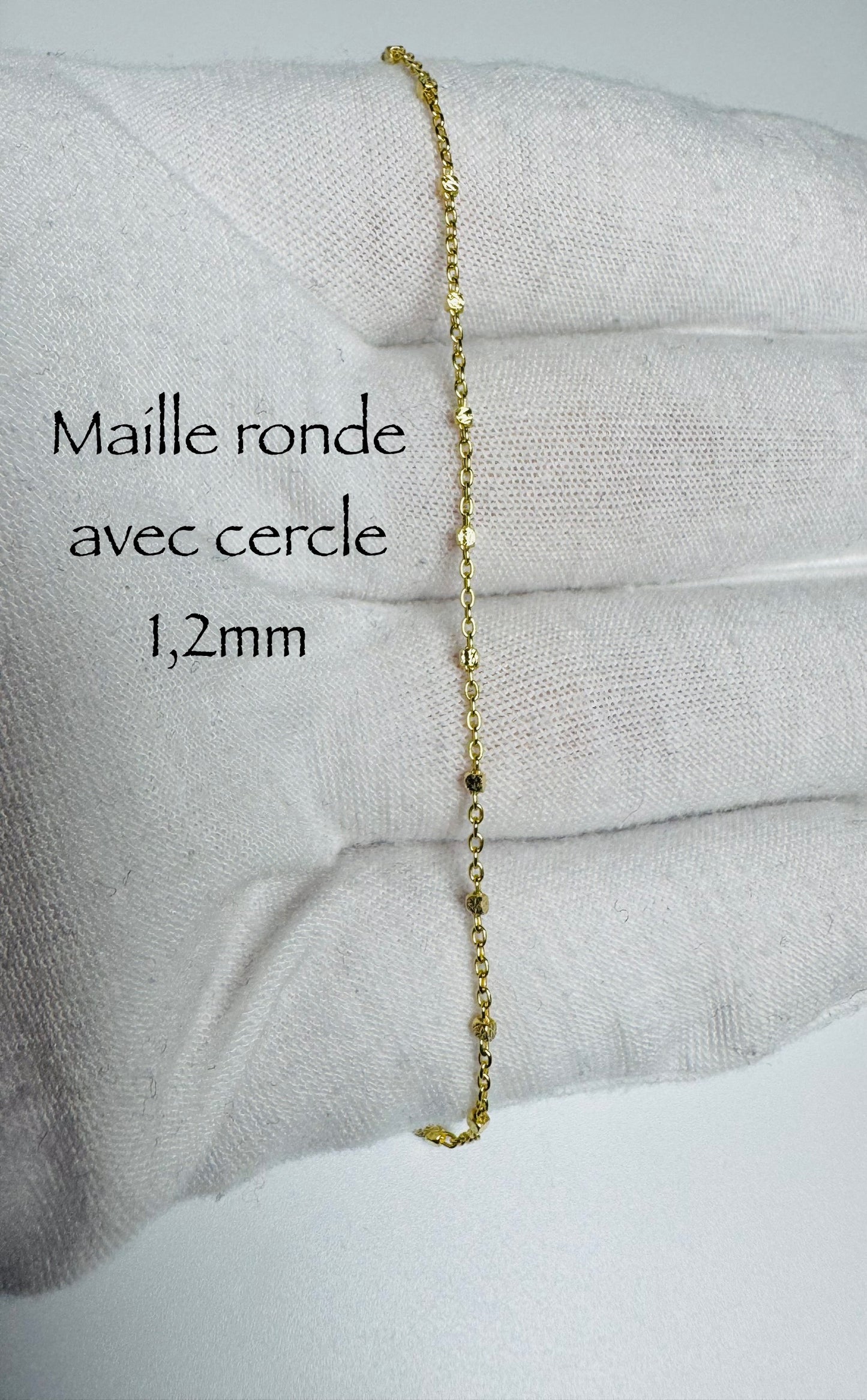 Chaîne maille ronde avec cercle en or 10 carats