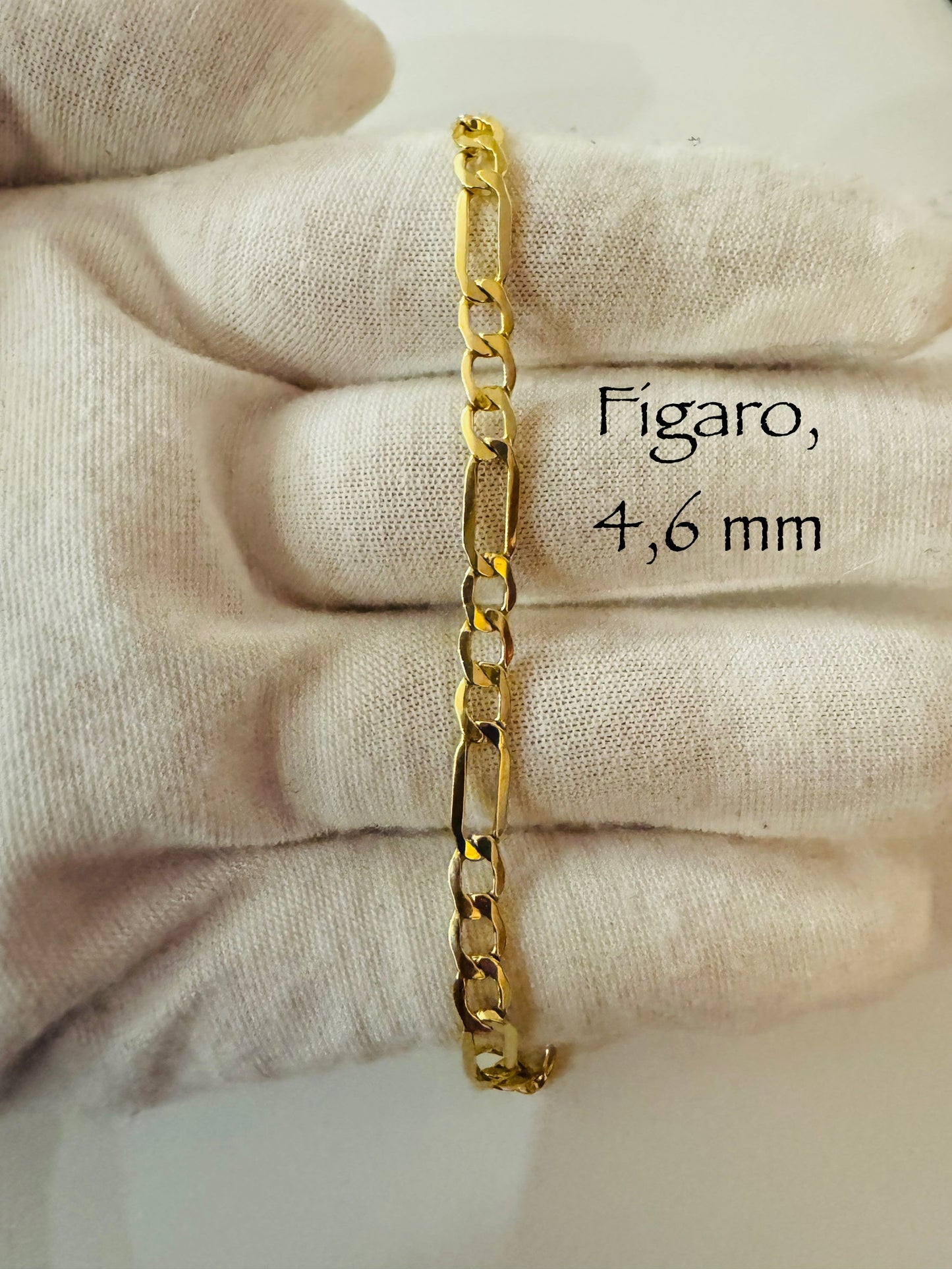 #100 bracelet Figaro 4,6 mm en or 10k ￼