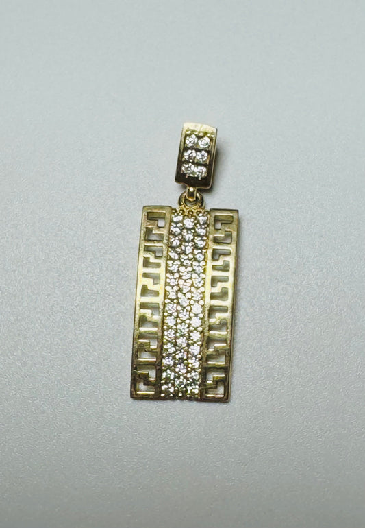 #414 pendentif rectangulaire médusa avec ligne de zircon en or 10k