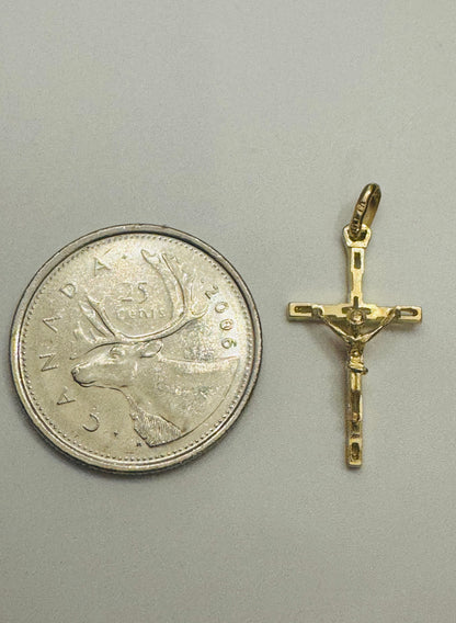 #407 pendentif croix crucifix fin en or 10k