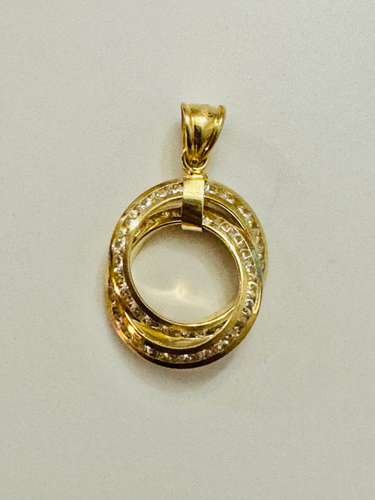 #434 pendentif cercle enlacé avec zircon en or 10k