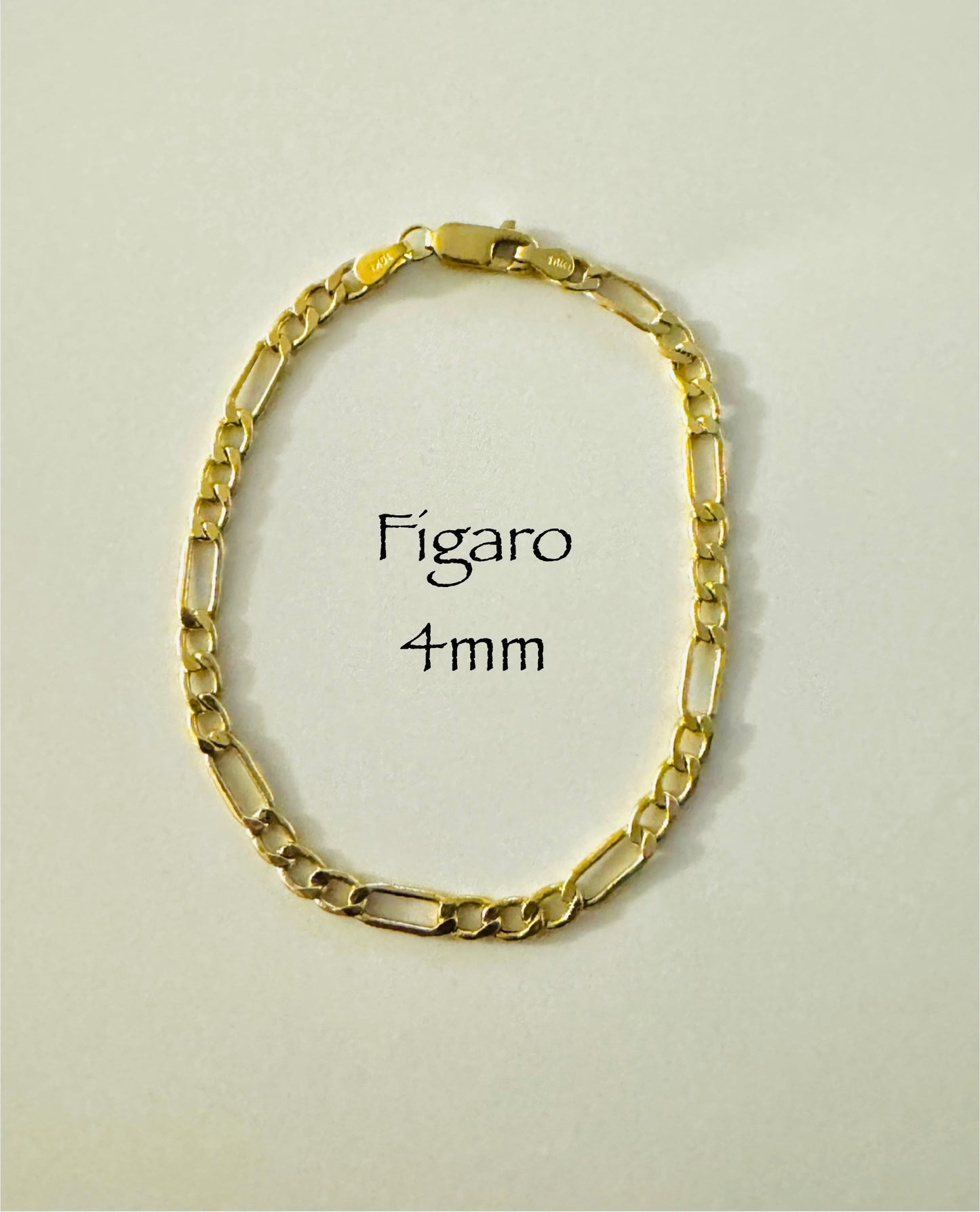 #106 bracelet figaro 4 mm en or 10k