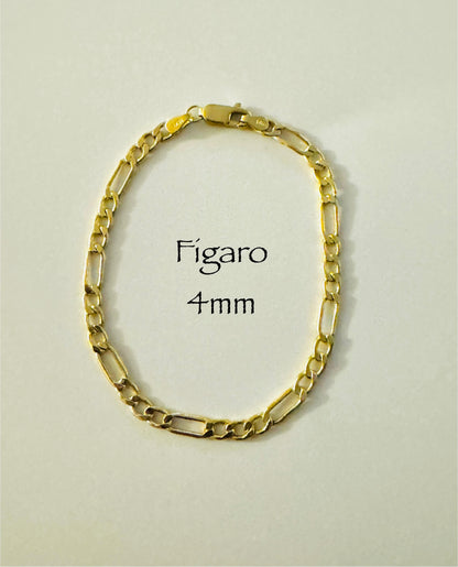 #106 bracelet figaro 4 mm en or 10k