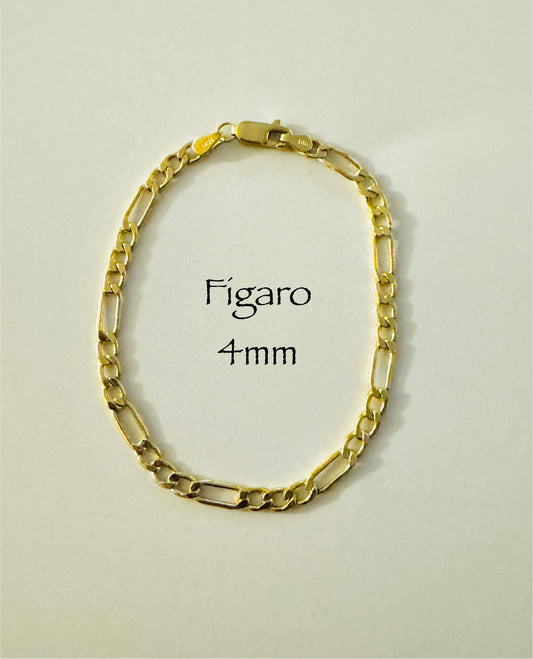 #106 bracelet figaro 4 mm en or 10k