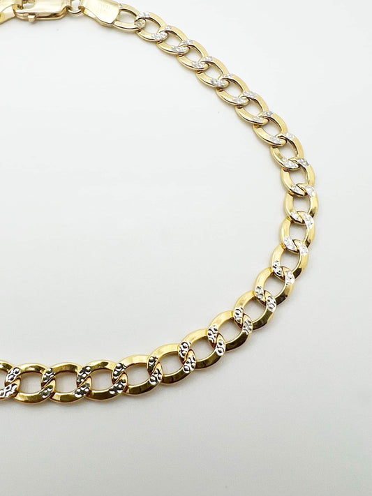 #107 bracelet gourmet coupe diamantée 4,5mm en or 10k