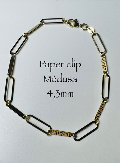 #110 bracelet Paperclip médusa 4,3 mm en or 10k