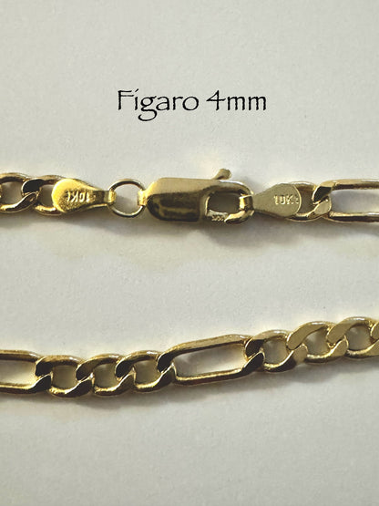 #106 bracelet figaro 4 mm en or 10k