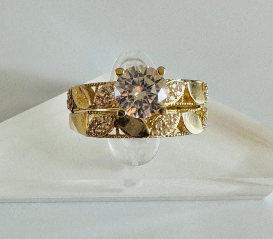 #212-213 bague jonc et alliance de mariage ovale uni et zircon en or 10k