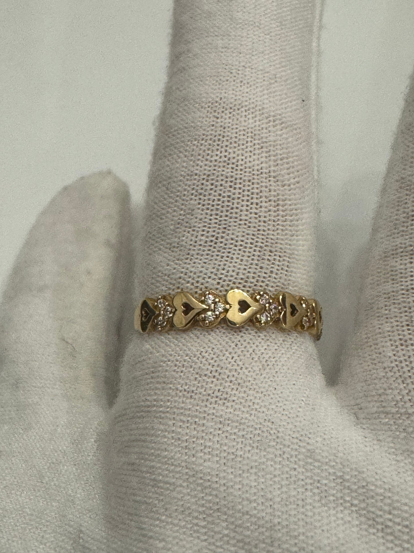 #224 bague cœur unie et avec zircon en or 10k