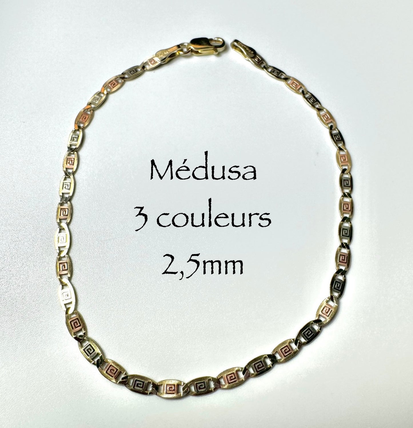 Three-color 2.5mm gold medusa bracelet