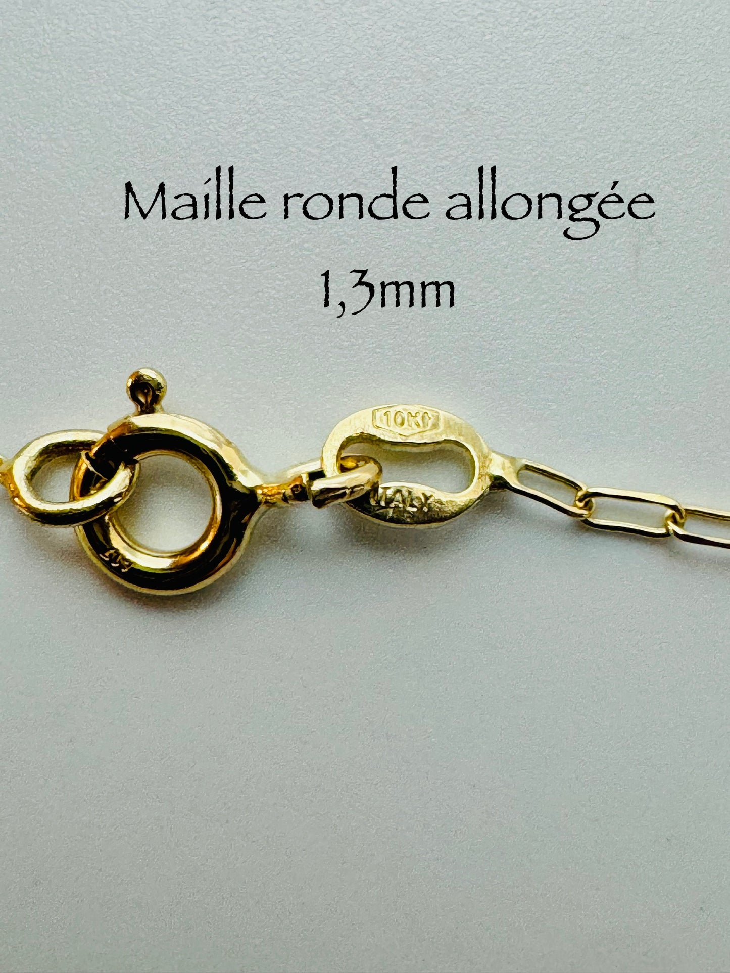 Chaîne maille ronde allongée 1,3mm en or 10k