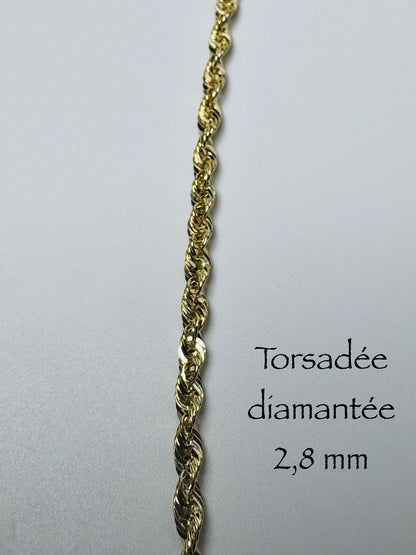 2.8mm diamond-cut twisted chain in 10k gold