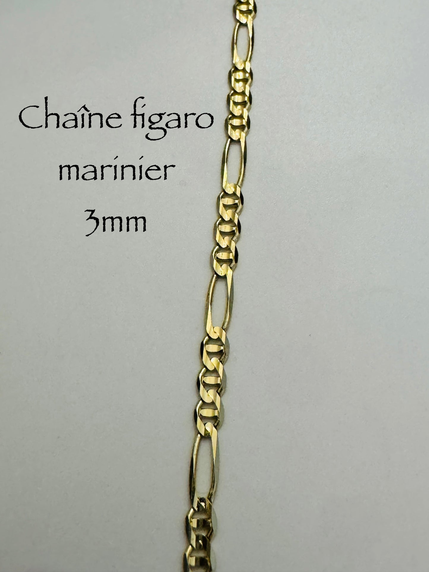 Chaîne Figaro marinier 3 mm pleine en or 10k