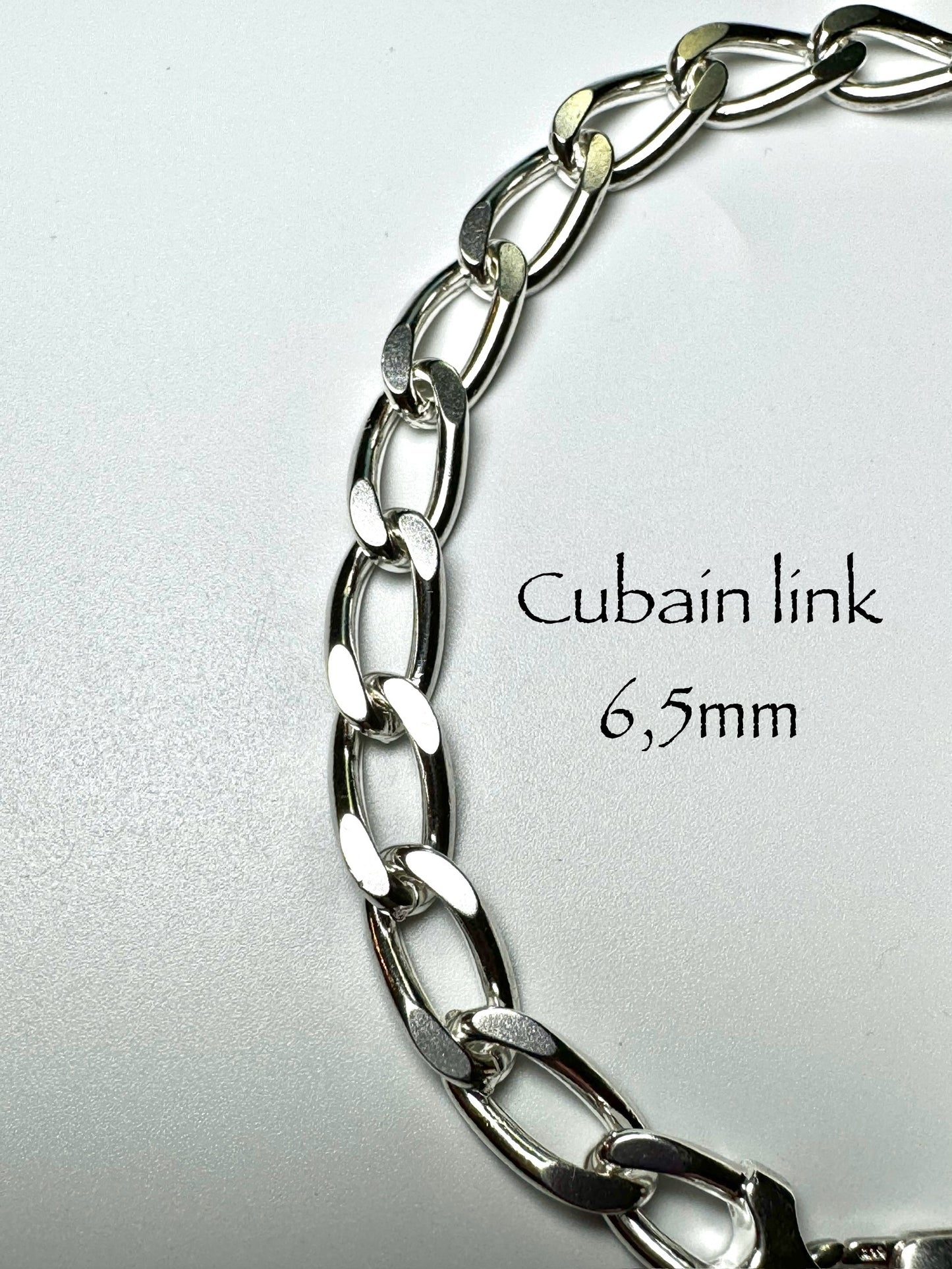 Bracelet cubain Link 6,5 mm en argent/sterling 925