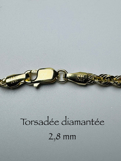 2.8mm diamond-cut twisted chain in 10k gold