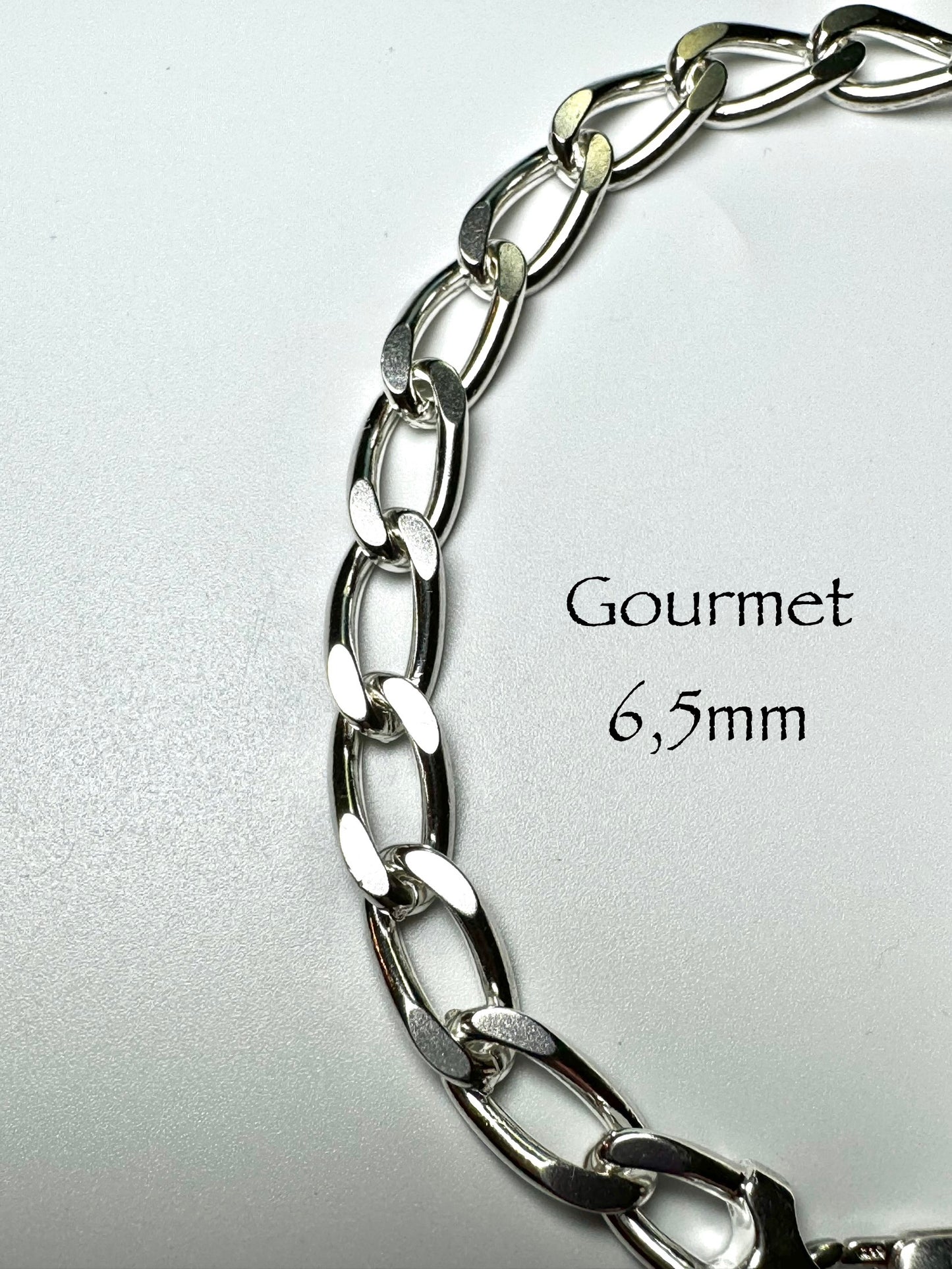 Bracelet gourmet 6,5 mm en argent/sterling 925