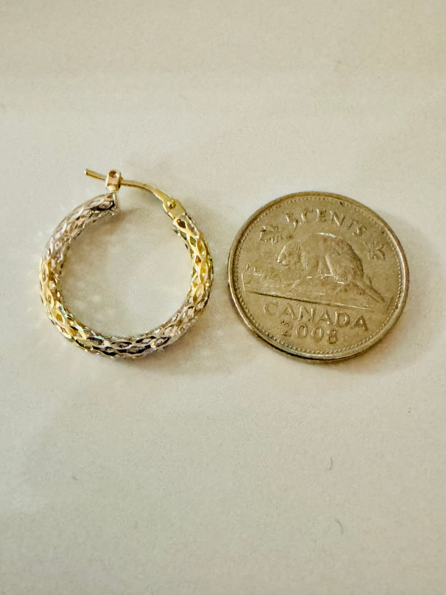 #322 Two-tone 10k gold hoop earrings