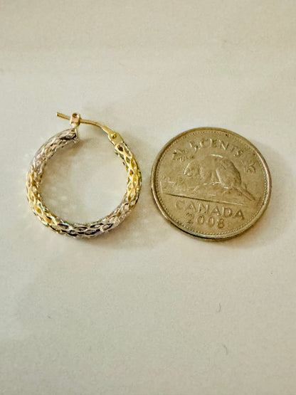 #322 Two-tone 10k gold hoop earrings