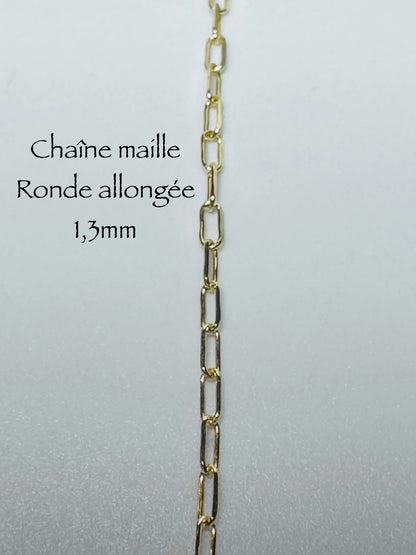Chaîne maille ronde allongée 1,3mm en or 10k